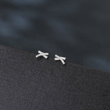 925 Sterling Silver Elegant Zircon Bow Earrings In Plated with White Gold
