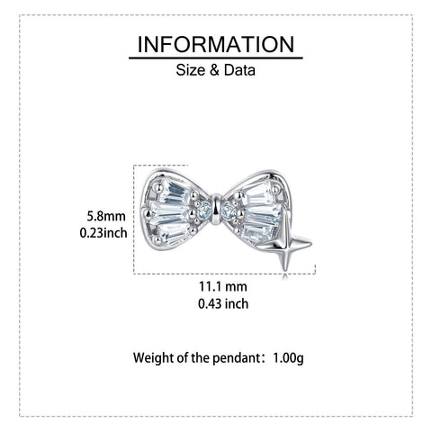 925 Sterling Silver Elegant Zircon Bow Earrings In Plated with White Gold