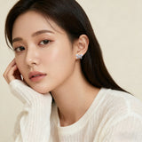 925 Sterling Silver Elegant Butterfly Zircon Earrings In Sterling Silver