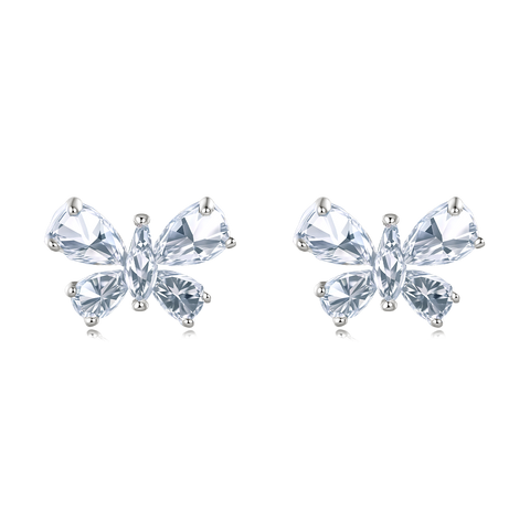 925 Sterling Silver Elegant Butterfly Zircon Earrings In Sterling Silver