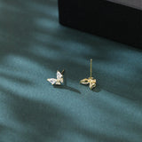 925 Sterling Silver **butterfly Zircon Earrings In 18k Plated With Gold**
