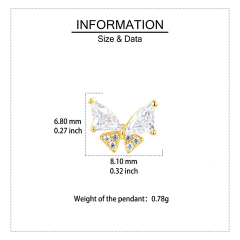 925 Sterling Silver **butterfly Zircon Earrings In 18k Plated With Gold**