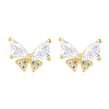 925 Sterling Silver **butterfly Zircon Earrings In 18k Plated With Gold**