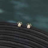 925 Sterling Silver Charming Bunny Ear Zircon Plated With Gold Earrings