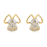 925 Sterling Silver Charming Bunny Ear Zircon Plated With Gold Earrings
