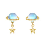 925 Sterling Silver Celestial Elegance Plated With Gold-plated Star Drop Earrings
