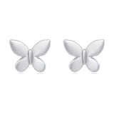 925 Sterling Silver Symmetric Silver Butterfly Earrings: Elegant Metallic Jewelry Design