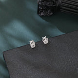 925 Sterling Silver Silver Zircon Lucky Cat Earrings – Adorable Charm With Sparkling Accents