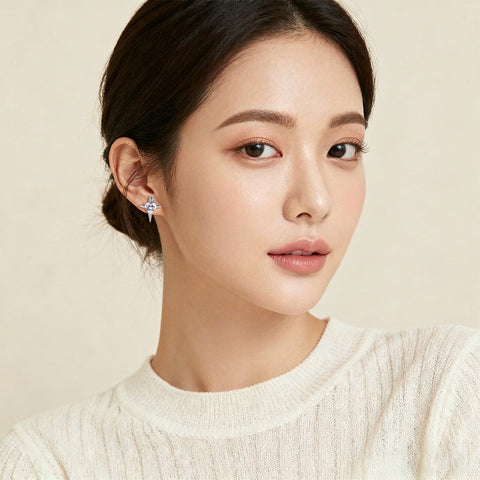 925 Sterling Silver **starlight Heart Zircon Earrings**