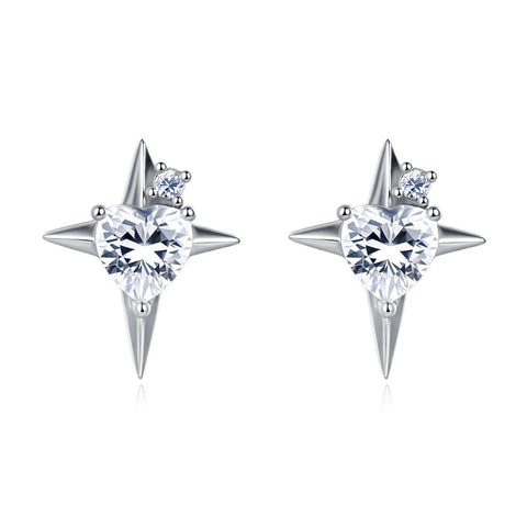 925 Sterling Silver **starlight Heart Zircon Earrings**