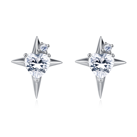 925 Sterling Silver **starlight Heart Zircon Earrings**