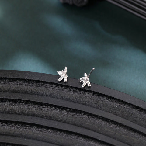 925 Sterling Silver Elegant Silver Starfish Earrings With Zircon Accents