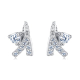 925 Sterling Silver Elegant Silver Starfish Earrings With Zircon Accents