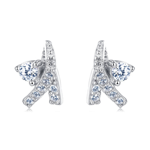 925 Sterling Silver Elegant Silver Starfish Earrings With Zircon Accents
