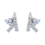 925 Sterling Silver Elegant Silver Starfish Earrings With Zircon Accents