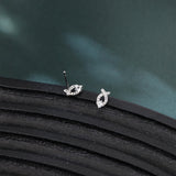 925 Sterling Silver Elegant Zircon Earrings In Silver Setting With Symmetrical Halo Design