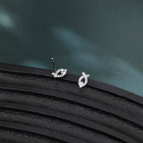 925 Sterling Silver Elegant Zircon Earrings In Silver Setting With Symmetrical Halo Design