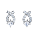 925 Sterling Silver Elegant Zircon Earrings In Silver Setting With Symmetrical Halo Design