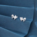 925 Sterling Silver Elegant Zircon Bow Stud Earrings – Luxurious Sterling Silver Jewelry