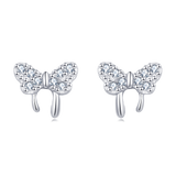 925 Sterling Silver Elegant Zircon Butterfly Stud Earrings In Sterling Silver
