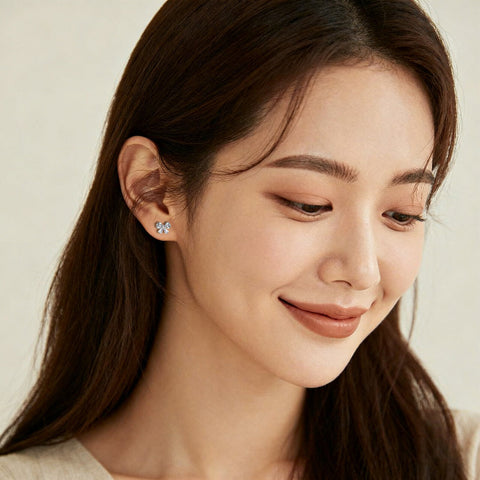 925 Sterling Silver Elegant Butterfly Gemstone Earrings: Sparkling Silver Studs On Deep Blue Velvet