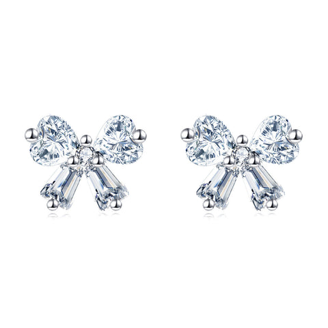 925 Sterling Silver Elegant Butterfly Gemstone Earrings: Sparkling Silver Studs On Deep Blue Velvet
