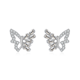 925 Sterling Silver Elegant Zircon Butterfly Stud Earrings On Blue Velvet Background