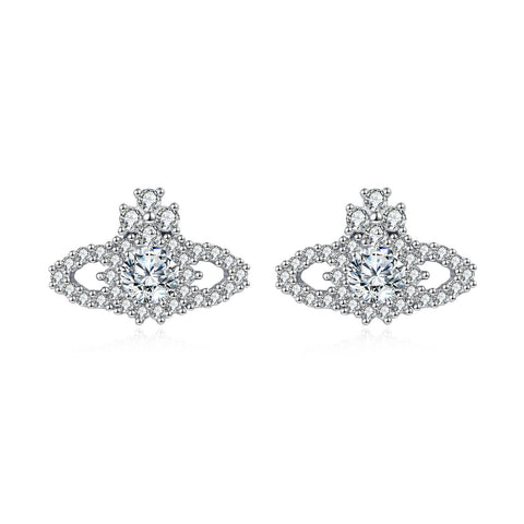 925 Sterling Silver Elegant Zircon Crown Earrings: Luxury Jewelry With Timeless Appeal