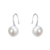 925 Sterling Silver Elegant Pearl Drop Earrings In Sterling Silver