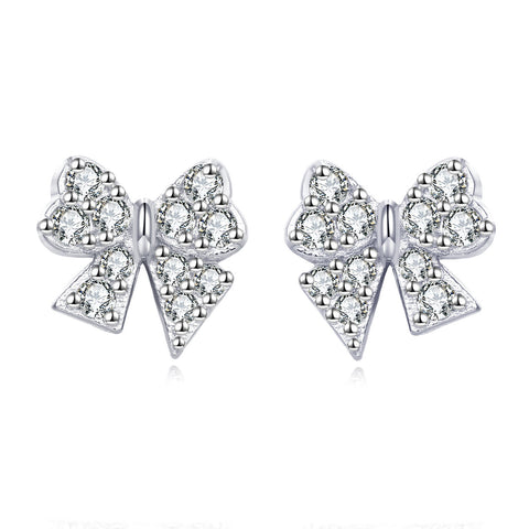 925 Sterling Silver Elegant Butterfly Zircon Earrings On Dark Blue Velvet Background