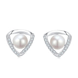 925 Sterling Silver Elegant Pearl And Zircon Accent Silver Earrings