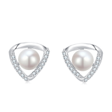 925 Sterling Silver Elegant Pearl And Zircon Accent Silver Earrings