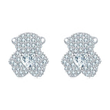 925 Sterling Silver Elegant Floral Zircon Halo Cluster Earrings In Plated with White Gold