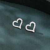 925 Sterling Silver Elegant Heart-shaped Zircon Accent Silver Stud Earrings