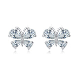 925 Sterling Silver Elegant Zircon Floral Stud Earrings