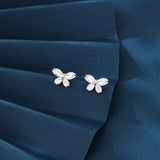 925 Sterling Silver Elegant Butterfly Crystal Stud Earrings In Sterling Silver