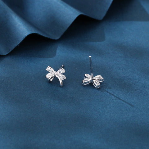 925 Sterling Silver Elegant Silver Butterfly Stud Earrings With Sparkling Zircon Accents