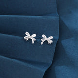 925 Sterling Silver Elegant Silver Butterfly Stud Earrings With Sparkling Zircon Accents