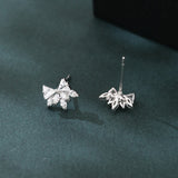 925 Sterling Silver Elegant Silver Crystal Bow & Flower Stud Earrings