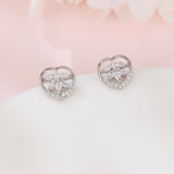 925 Sterling Silver Eternal Love Zircon Heart Earrings In Plated with White Gold