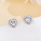 925 Sterling Silver Eternal Love Heart-shaped Zircon Earrings With Sparkling Accents