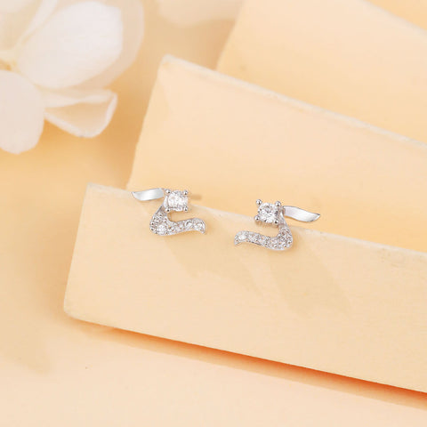 925 Sterling Silver Elegant Zircon Wing Earrings: Luxurious Statement Jewelry