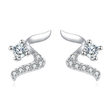 925 Sterling Silver Elegant Zircon Wing Earrings: Luxurious Statement Jewelry