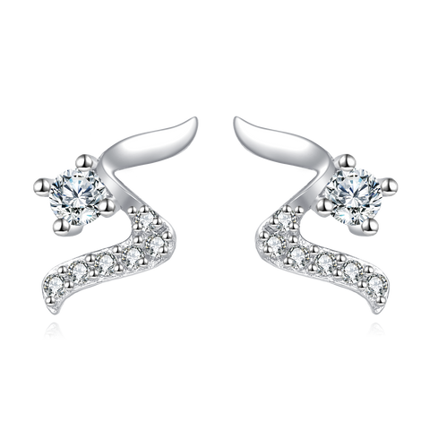 925 Sterling Silver Elegant Zircon Wing Earrings: Luxurious Statement Jewelry