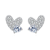 925 Sterling Silver Luxury Heart-shaped Zircon-studded Stud Earrings