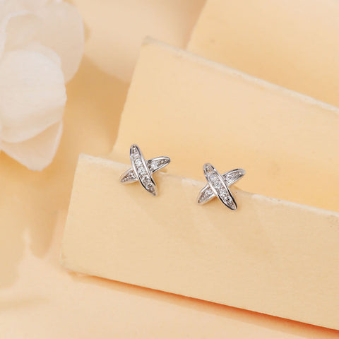 925 Sterling Silver Elegant Zircon Earrings With Symmetrical Prong Setting