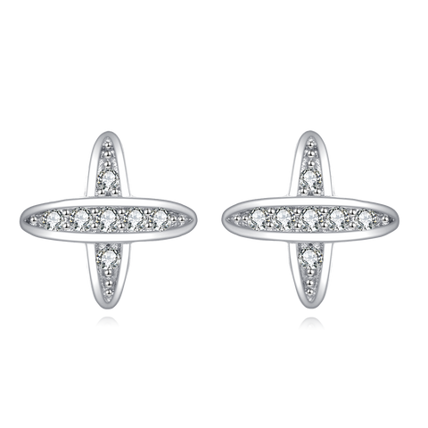 925 Sterling Silver Elegant Zircon Earrings With Symmetrical Prong Setting