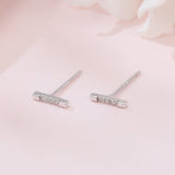 925 Sterling Silver Elegant Zircon-studded Rectangular Stud Earrings