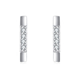 925 Sterling Silver Elegant Zircon-studded Rectangular Stud Earrings