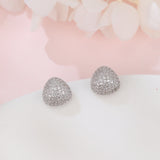 925 Sterling Silver  Zircon Pav¨¦ Stud Earrings In Plated with White Gold